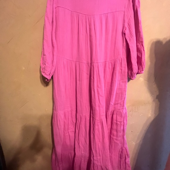 Lou & Grey Loft Small Cotton Tiered Dress Pink Pockets Maxi Travel - Picture 10 of 13